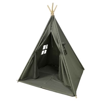 Tente tipi grise pour enfant bois FSC et coton Alba de Sunny